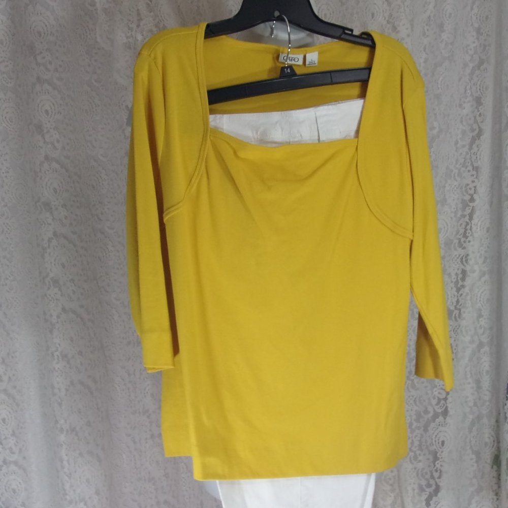 Cato Sun Yellow Knit Top NWOT Size L